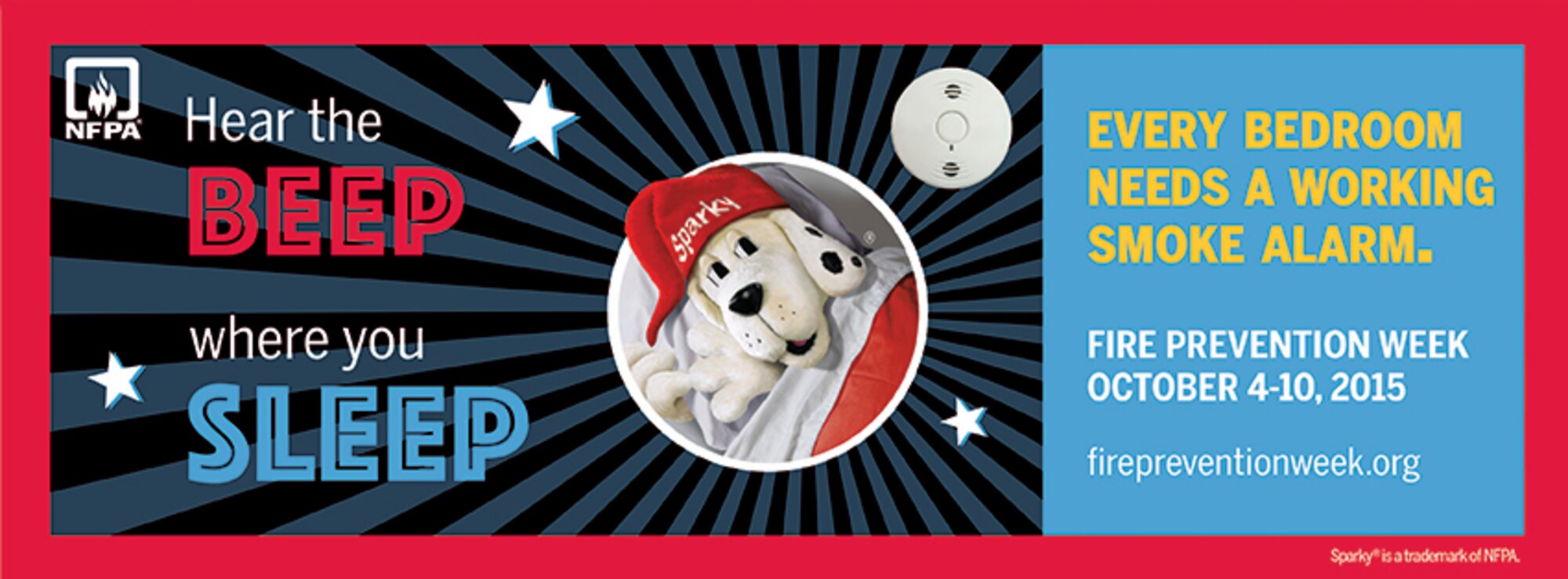 Oct. 4 through 10 is National Fire Prevention Week. This year's theme is: "Hear the Beep Where You Sleep: Every Bedroom Needs a Working Smoke Alarm!” (Graphic by National Fire Protection Association)
