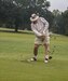 Barry Moore, 108th Training Command (IET) supervisory logistics management specialist, misses the ball completely, while participating in the 5th annual Griffon Association golf tournament at the Pine Island Country Club, in Charlotte, N.C., Sept. 28, 2015. More than 50 Soldiers, veterans and family members participated in the event to raise money for educational scholarships and charity. (U.S. Army photo by Sgt. 1st Class Brian Hamilton)