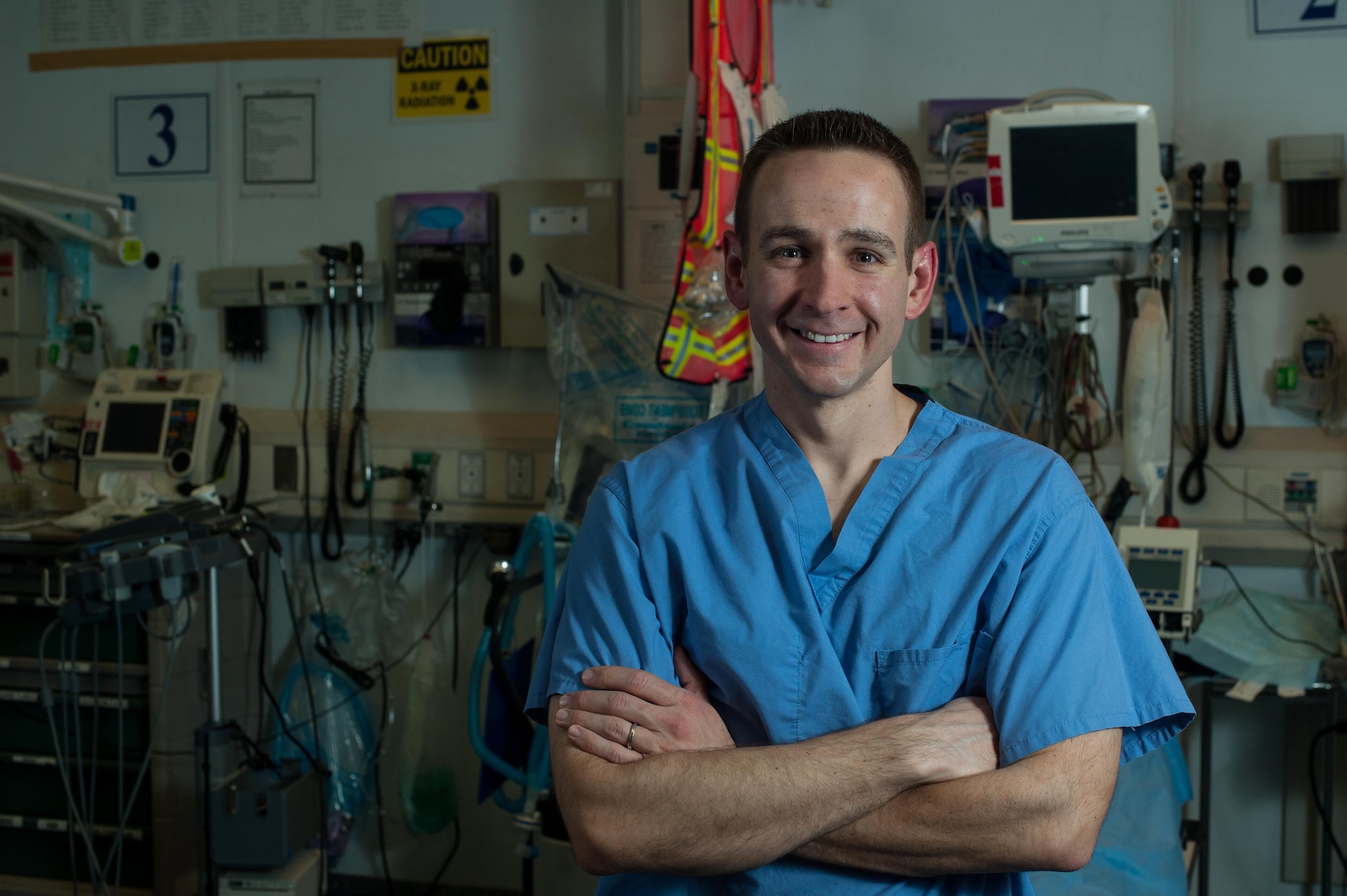 U.S. Air Force Maj. Stephen Varga, 455th Expeditionary Medical Group trauma czar, poses for a photo in the Craig Joint Theater Hospital emergency room at Bagram Airfield Afghanistan, Sept. 26, 2015. The CJTH provides surgical capabilities in trauma, general surgery, orthopedics, neurosurgery, urology, vascular surgery and otolaryngology, all of which are critical to helping 98 percent of patients who come to the hospital survive their injuries. (U.S. Air Force photo by Tech. Sgt. Joseph Swafford/Released)