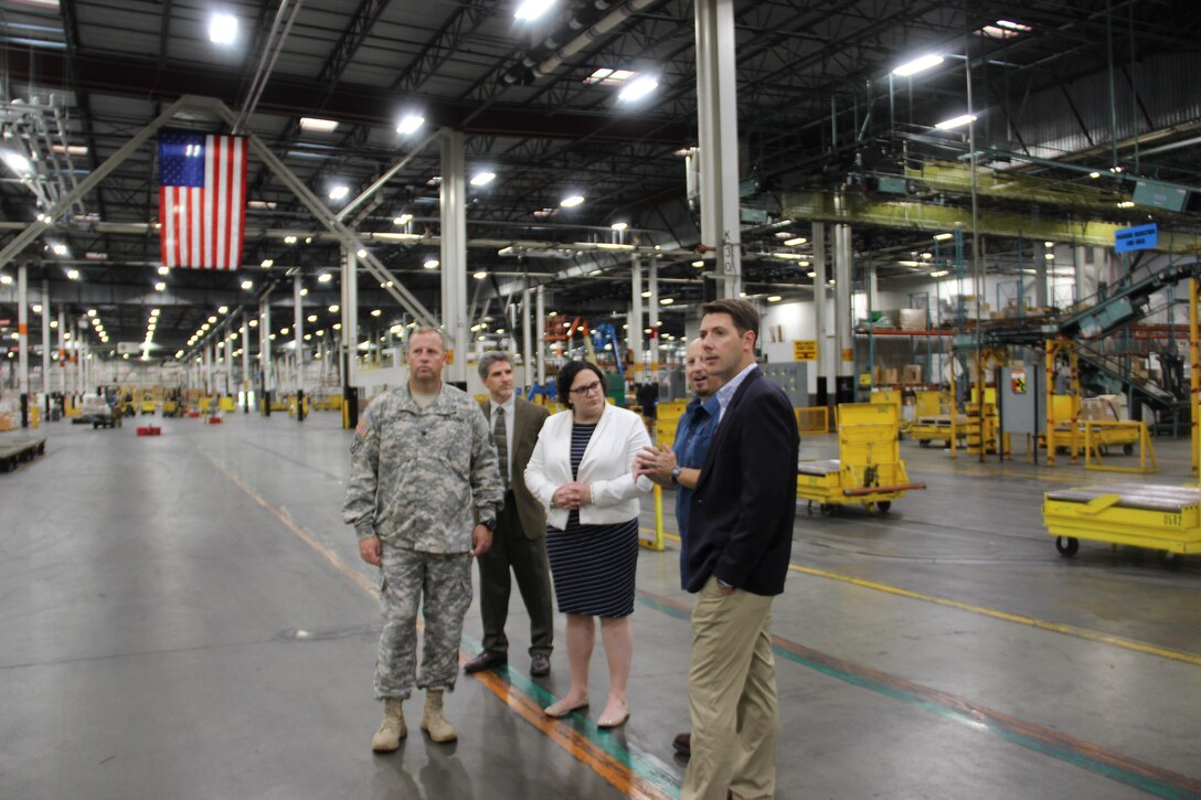 Darrell Owens, National Security Advisor and Military Legislative Assistant for Sen. Pat Toomey, visited DLA Distribution headquarters and DLA Distribution Susquehanna’s Eastern Distribution Center, shown above, on the Defense Distribution Center, Susquehanna installation on Aug. 20. Photo by Alex Wypijewski.
