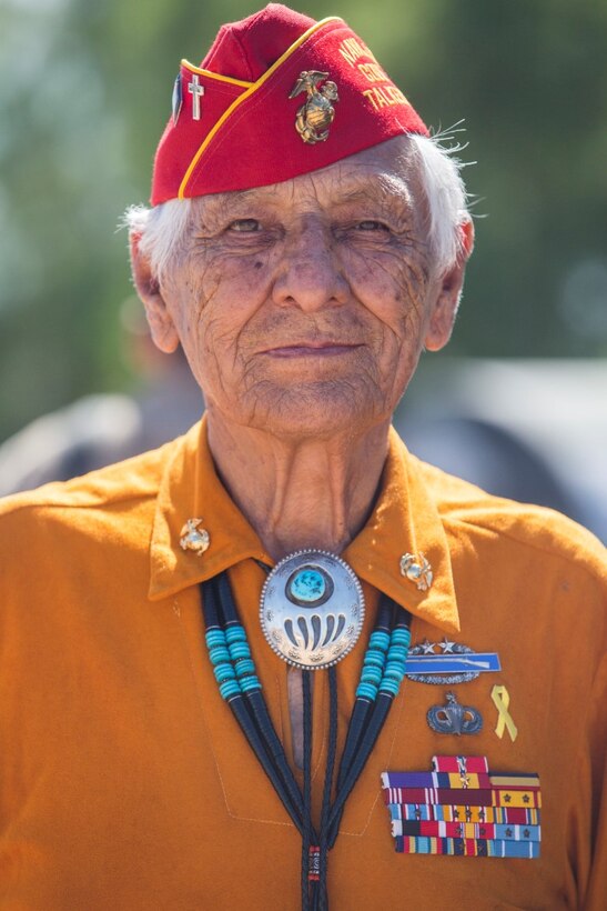 Navajo Code Talker Roy Hawthorn, a native of Lupton, Arizona, looks on during a visit to Marine Corps Base Camp Pendleton, Calif., Sept. 28, 2015. The Navajo code talkers took part in every assault the U.S. Marines conducted in the Pacific from 1942 to 1945. They served in all six Marine divisions, Marine Raider Battalions and Marine parachute units, transmitting messages by telephone and radio in their native language that enemy forces were never able to break. (U.S. Marine Corps photo by Lance Cpl. Adrianna R. Lincoln 1st Marine Division Combat Camera/ Released)