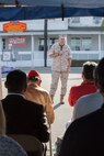 U.S. Marine Corps Maj. Gen. Daniel J. O'Donohue, Commanding General of 1st Marine Division, addresses the audience during a commemoration ceremony for the Navajo Code Talkers at Marine Corps Base Camp Pendleton, Calif., Sept. 28, 2015. The Navajo code talkers took part in every assault the U.S. Marines conducted in the Pacific from 1942 to 1945. They served in all six Marine divisions, Marine Raider Battalions and Marine parachute units, transmitting messages by telephone and radio in their native language that enemy forces were never able to break. (U.S. Marine Corps photo by Lance Cpl. Adrianna R. Lincoln 1st Marine Division Combat Camera/ Released)