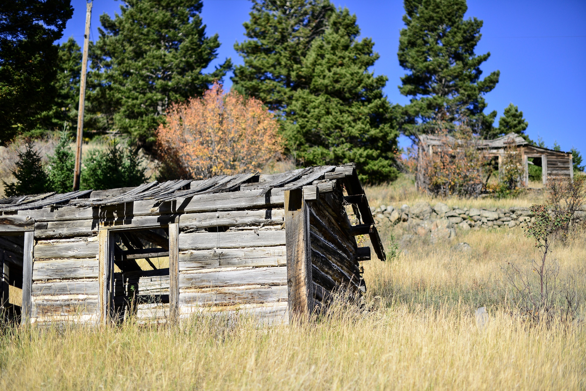 Abandoned buildings are scattered throughout Marysville, Mont. This once booming gold mining town was built and established around the Drumlummon Mine in 1876, by founder Thomas Cruse and was once one of the richest mining towns of its era. The Marysville mining district produced about $50 million in gold during its heyday. (U.S. Air Force photo/Tech. Sgt. Chad Thompson)