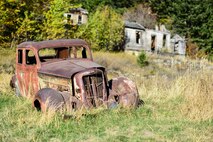 A rusty old car sits along Main Street in Marysville, Mont. In the 1880s and 1890s Marysville was Montana’s leading gold producer with a population of about 4,000. By 1900, Marysville mining district was reported to be one of the richest gold mining areas with a production of about $50 million. (U.S. Air Force photo/Tech. Sgt. Chad Thompson)