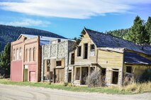 These three buildings greet are located at the entrance of Marysville, Mont. This once booming gold mining town was built and established around the Drumlummon Mine in 1876, by founder Thomas Cruse and was once one of the richest mining towns of its era. The Marysville mining district produced about $50 million in gold during its heyday. (U.S. Air Force photo/Tech. Sgt. Chad Thompson)
