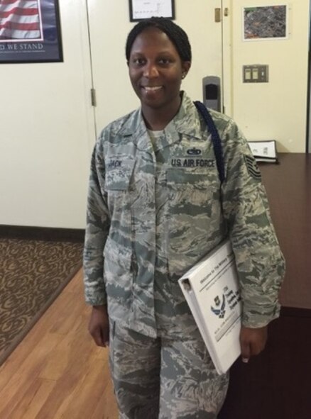 Tech. Sgt. Latonya Jack, 372nd Training Squadron, Detachment one, Military Training Leader and native of Jeanerette, La., has been in the Air Force for 14 years and is the MTL of the Week for Sept. 29-Oct. 5, 2015. Jack is responsible for the professional and personal development of new Airmen entering the Air Force from Basic Military Training. (U.S. Air Force courtesy photo)