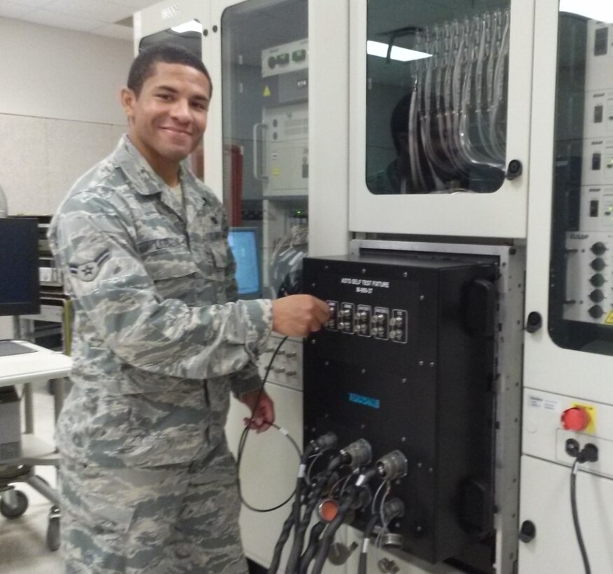 Airman 1st Class Jordan Lidrazzah, 365th Training Squadron, is an ACE award recipient for the avionics and test station component course at Sheppard Air Force Base, Texas, Sept., 2015. Lidrazzah received the ACE award from scoring 100 percent on all test material. (U.S. Air Force courtesy photo/Released)