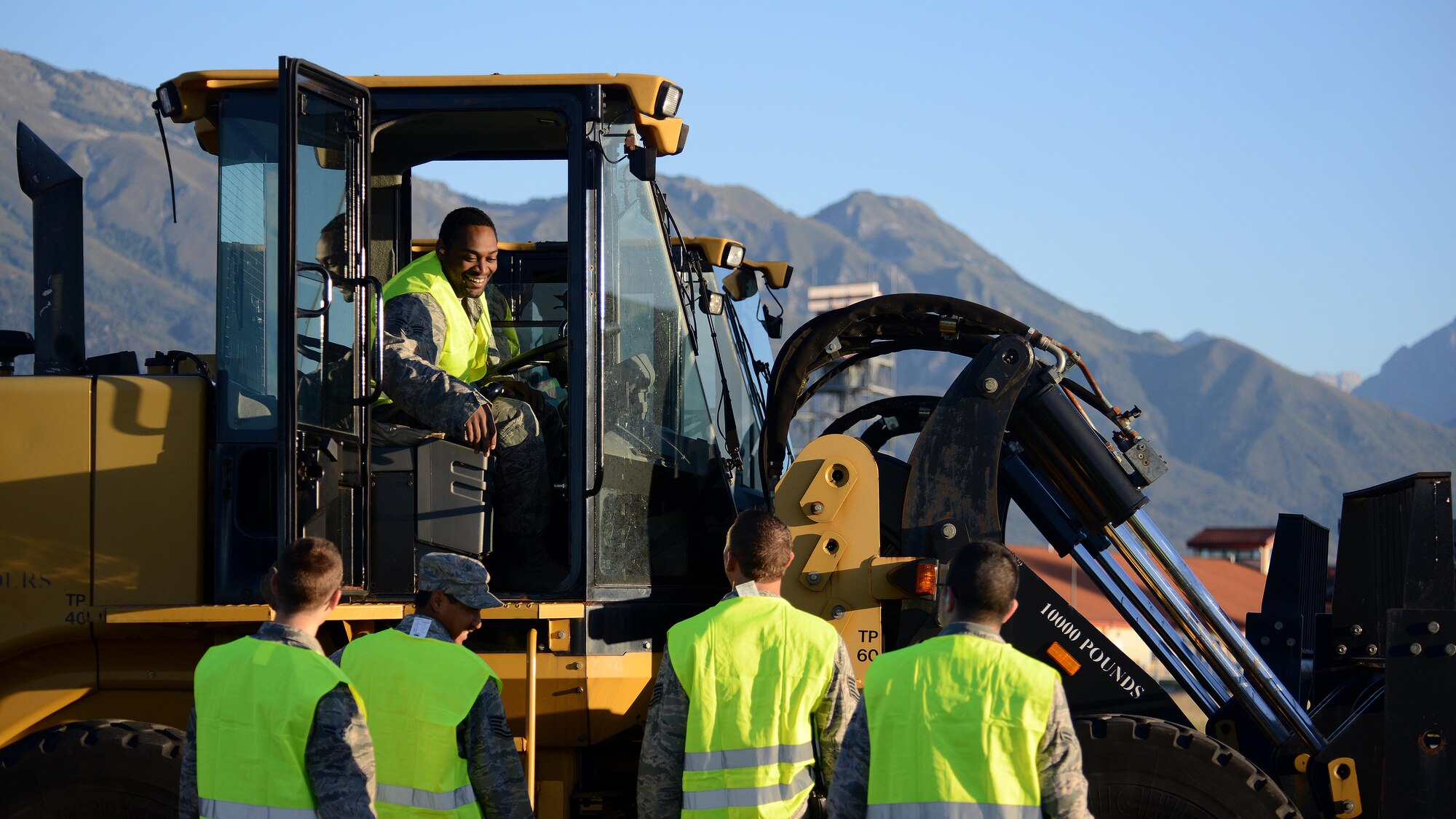 U.S. Air Force Airmen assigned to the 31st Fighter Wing, prepare to move cargo during a cargo rodeo, Sept. 29, 2015, at Aviano Air Base, Italy. Cargo rodeos are conducted twice a year to exercise the 31st Fighter Wing Deployment Control Center’s deployment readiness. (U.S. Air Force photo by Staff Sgt. Evelyn Chavez/Released)