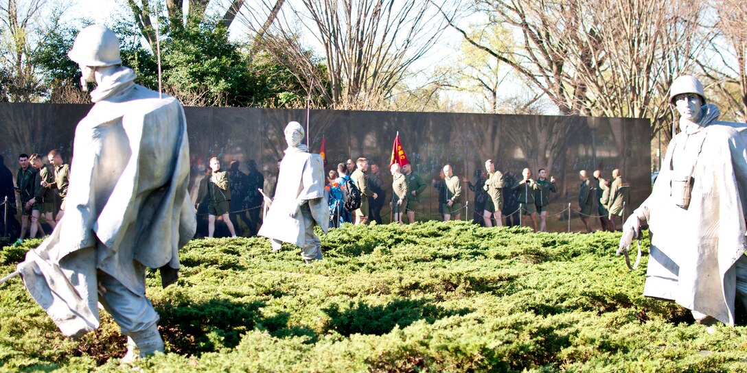 The Staff Noncommissioned Officer Academy students and staff visit the Korean War Veterans Memorial.