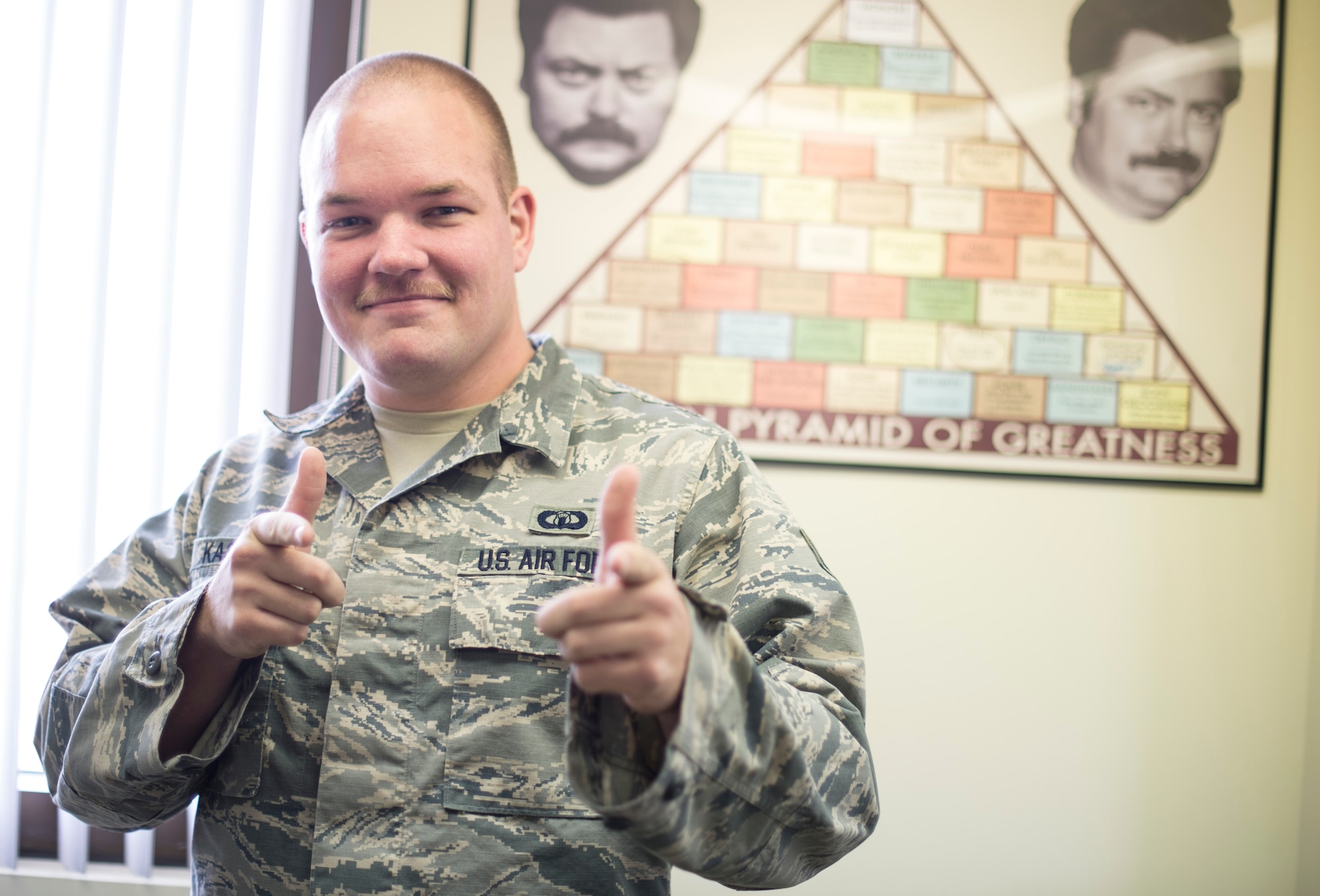 Airmen at Holloman spent all month growing their mustaches to honor Brigadier General Robin Olds. Olds was known for being bold, aggressive, and an amazing leader. He was a triple Ace with a total of sixteen air-to-air kills between World War II and Vietnam. In addition to his amazing leadership and war fighting abilities, Olds is known for the "bullet-proof mustache" he grew after the success of his unit during Operation Bolo. As the superstition goes, the presence of a mustache bestows the wearer with an impenetrable shield around him and his aircraft. While Olds grew his mustache beyond Air Force regulations into a waxed masterpiece, our Airmen now follow Air Force Instruction 36-2903 Dress and Appearance. While we are sad to see Mustache March 2016 come to an end, we hope everyone marks their calendars for an even more impressive Tour de Mustache 2K17! 