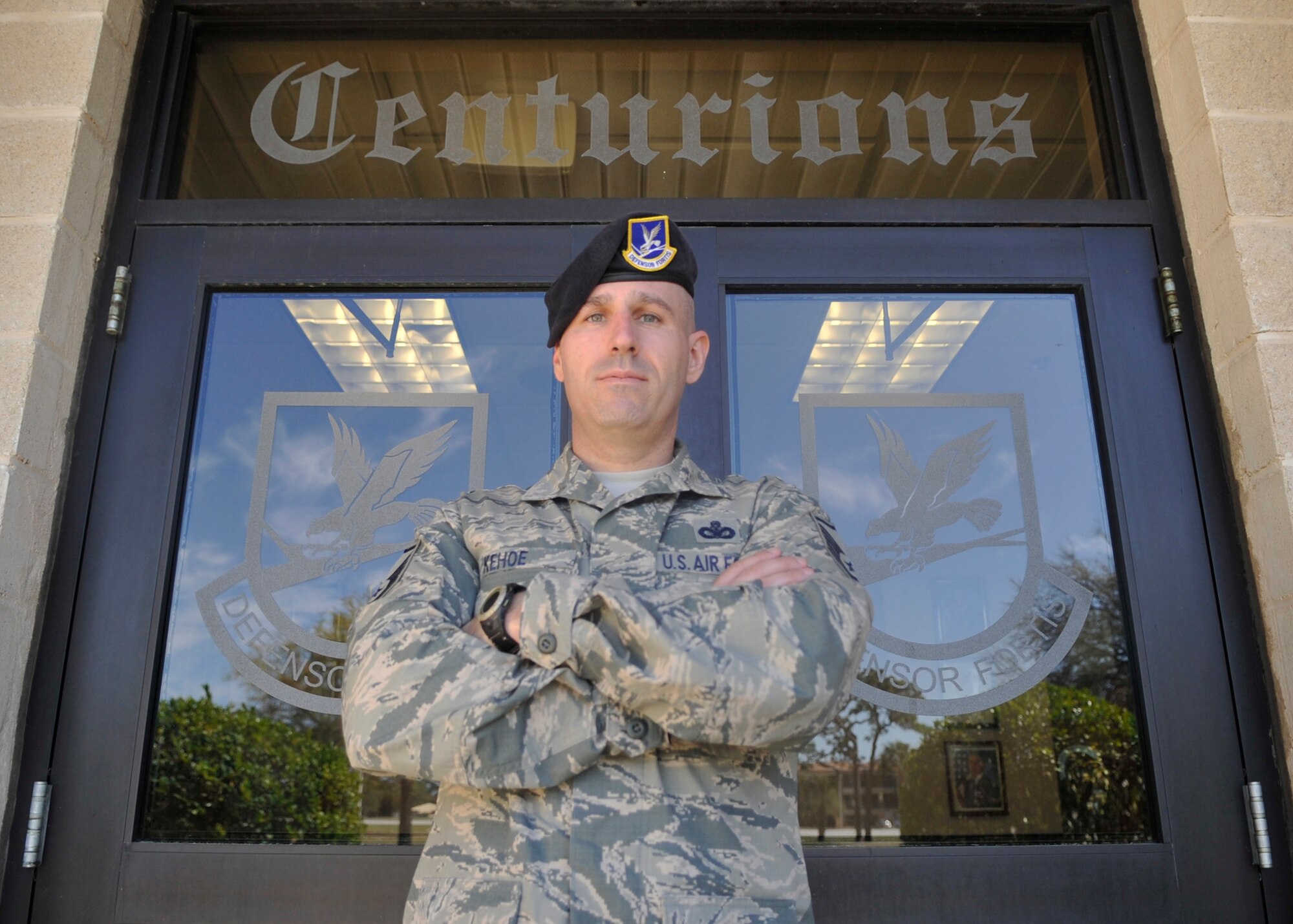 Master Sgt. Nicholas Kehoe, 325th Security Forces Squadron installation security NCO in charge, was selected as the unsung hero for the Squadron of the Week during March 21-25. Kehoe is from Sharpsville, a small town in Pennsylvania. After graduating Sharpsville Area High School, from a class of approximately 70 students, he decided to join the Air Force. (U.S. Air Force photo by Senior Airman Sergio A. Gamboa/Released)