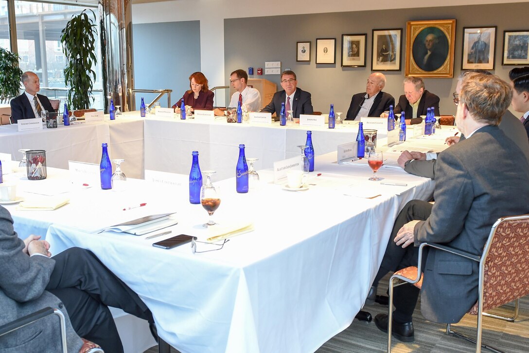 Defense Secretary Ash Carter meets with experts on China at the Harvard Kennedy School in Cambridge, Mass., April 1, 2016. DoD photo by Army Sgt. 1st Class Clydell Kinchen