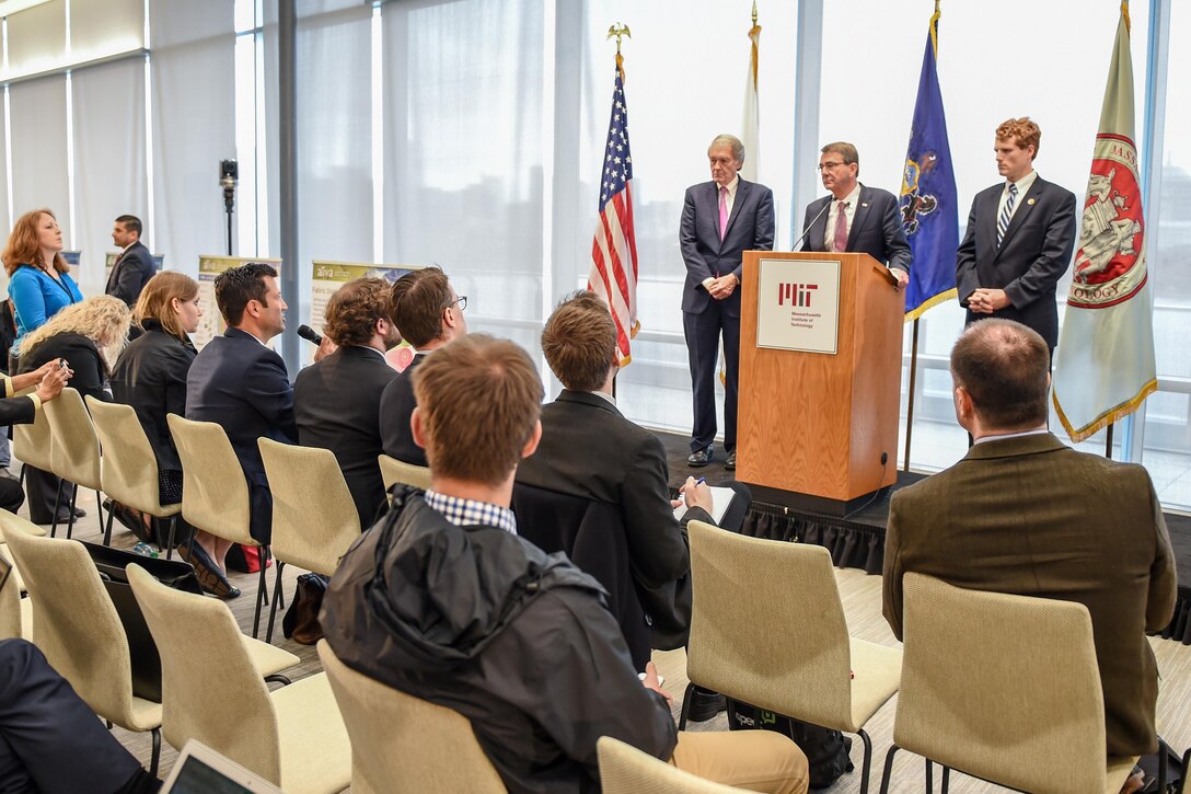 Defense Secretary Ash Carter answers questions while speaking at the Massachusetts Institute of Technology in Cambridge, Mass., April 1, 2016. DoD photo by Army Sgt. 1st Class Clydell Kinchen