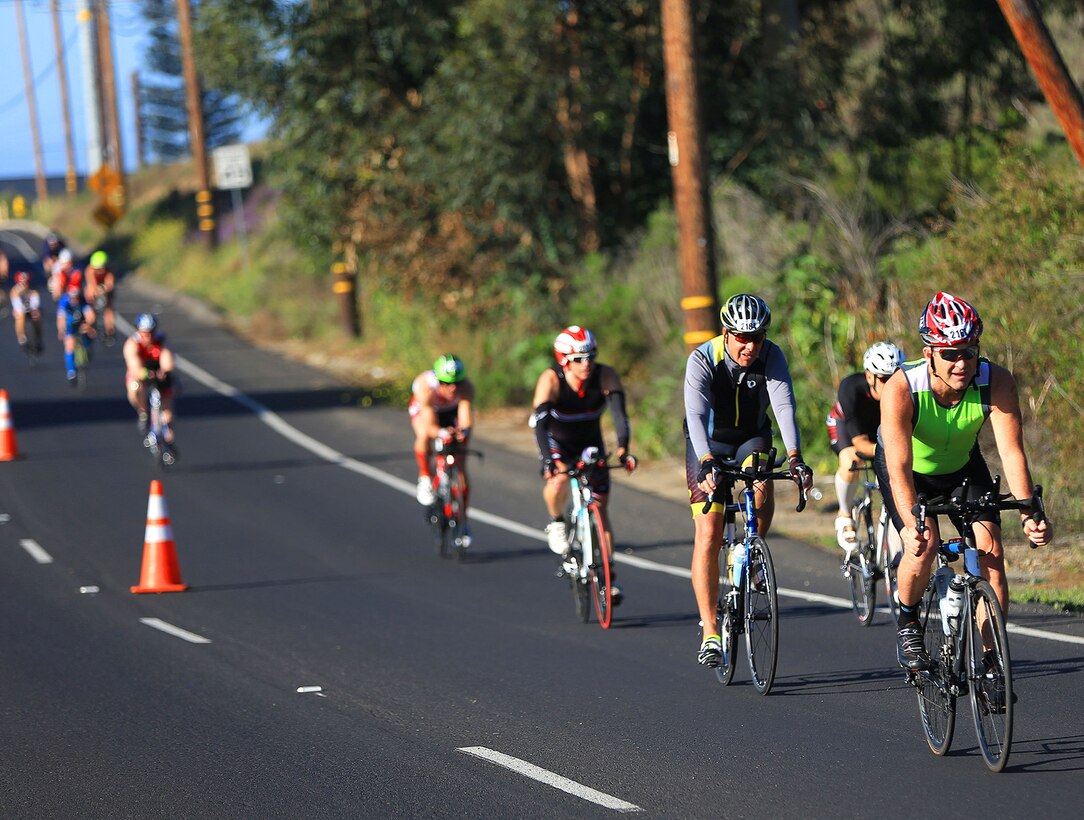 CAMP PENDLETON, Calif. – Nearly 3,000 athletes from 28 countries ran, swam and cycled their way through Oceanside and Camp Pendleton during the 17th annual Ironman 70.3 Oceanside triathlon, April 2. The triathlon is a test of muscular and cardiovascular endurance that requires competitors to swim 1.2 miles in Oceanside Harbor, bike for 56 miles along the coastline of San Clemente before going through Camp Pendleton, and run 13.1 miles back through Oceanside.
