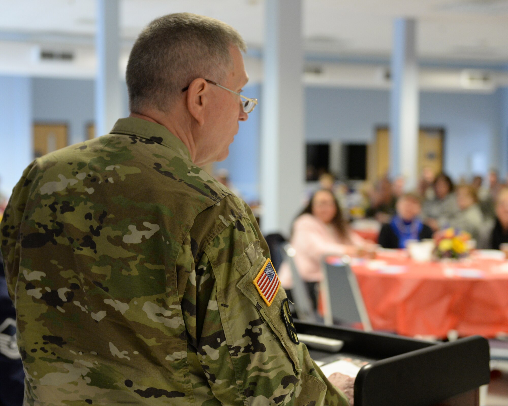 U.S. Army Chaplain, Brig. Gen. David E. Graetz,  assistant chief of chaplains, Army National Guardspeaks to the audience during the New Hampshire Air National Guard Commander’s Annual Prayer Breakfast, Pease Air National Guard Base, N.H., April 3, 2016.  (U.S. Air National Guard photo by Staff Sgt. Curtis J. Lenz)
