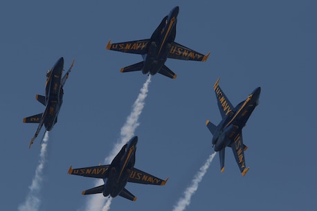 Flyover by the Navy Blue Angels F-18’s at the Southernmost Air Spectacular at Naval Air Station Key West Florida. (Photo by Sgt Michael Lopez, USMC)