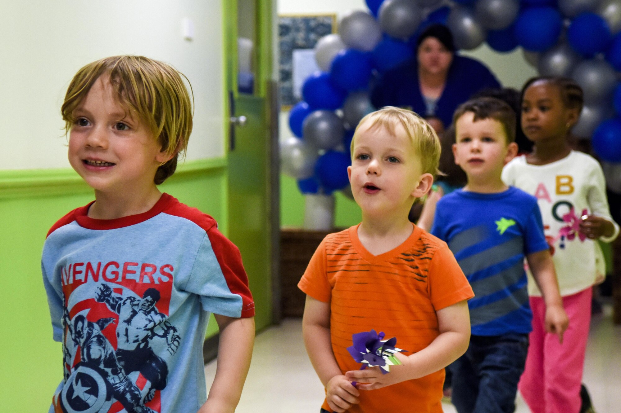 Children of Team Seymour participate in a “Pinwheels for Child Abuse Prevention” event, April 1, 2016, at Seymour Johnson Air Force Base, North Carolina. Children of Team Seymour learned about the importance of the pinwheel during a “Pinwheels for Child Abuse Prevention” event. (U.S. Air Force photo/Airman Shawna L. Keyes)