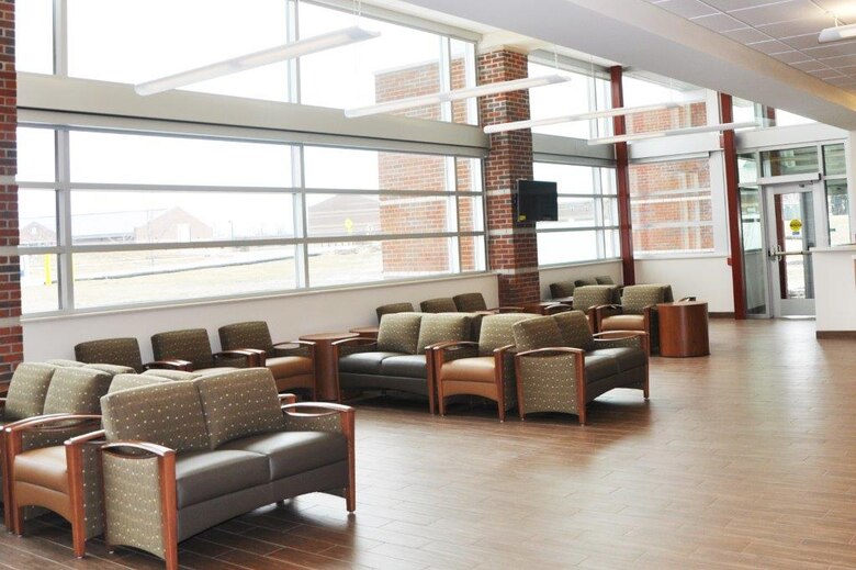 The waiting room for The Soldiers Specialty Care Clinic at Fort Drum. The clinic provides several occupational therapy services all under one roof including Orthopedic, Traumatic Brain Injury and Warrior Transition Battalion.  