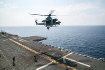 INDIAN OCEAN (April 1, 2016) U.S. Marines with the 13th Marine Expeditionary Unit, conduct rappel training, April 1, 2016, during the MEU's western pacific deployment aboard the USS Boxer. More then 4,500 Marines and Sailors from the Boxer ARG, 13th MEU team are currently transiting the Pacific Ocean toward the U.S. 5th fleet area of operations during a scheduled deployment.