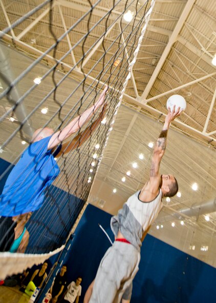 Team Minot Airmen competed against each other for the Commander’s Cup during the 2016 Winter Games at Minot Air Force Base, N.D., March 23, 2016.  Some of the team competitions included volleyball, dodgeball, basketball, water polo, soccer and a rock climbing relay. The games also hosted individual challenges such as rowing, benching and burpees. (U.S. Air Force photo/Airman 1st Class J.T. Armstrong) 