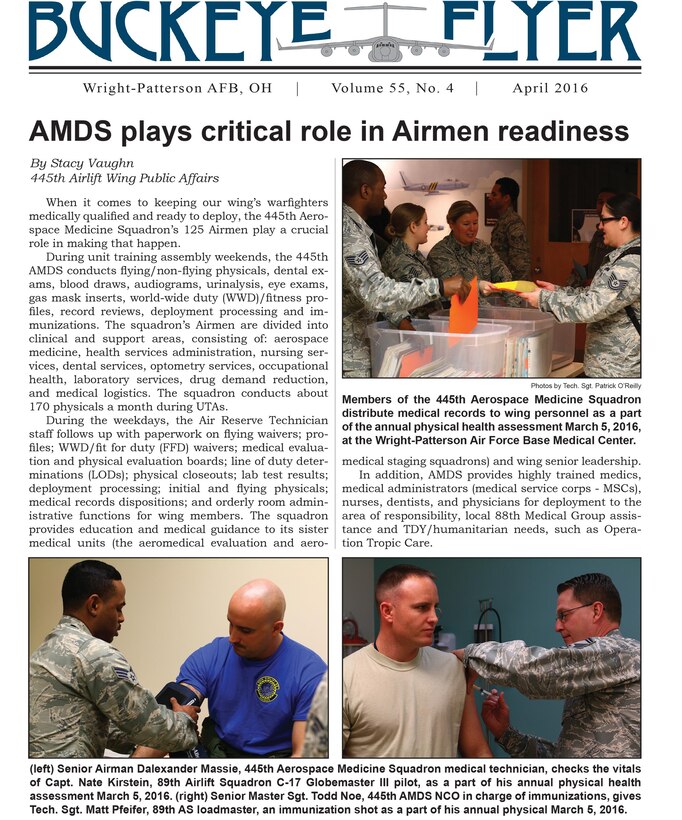 The Buckeye Flyer is the official publication of the 445th Airlift Wing and includes eight pages of stories, photos and features. (U.S. Air Force photo)