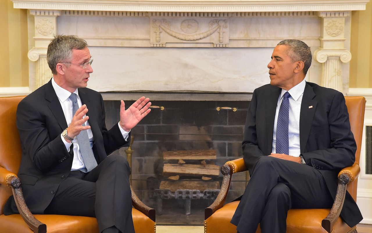 NATO Secretary General Jens Stoltenberg and President Barack Obama meet at the White House to discuss issues surrounding the alliance, April 4, 2016. NATO photo