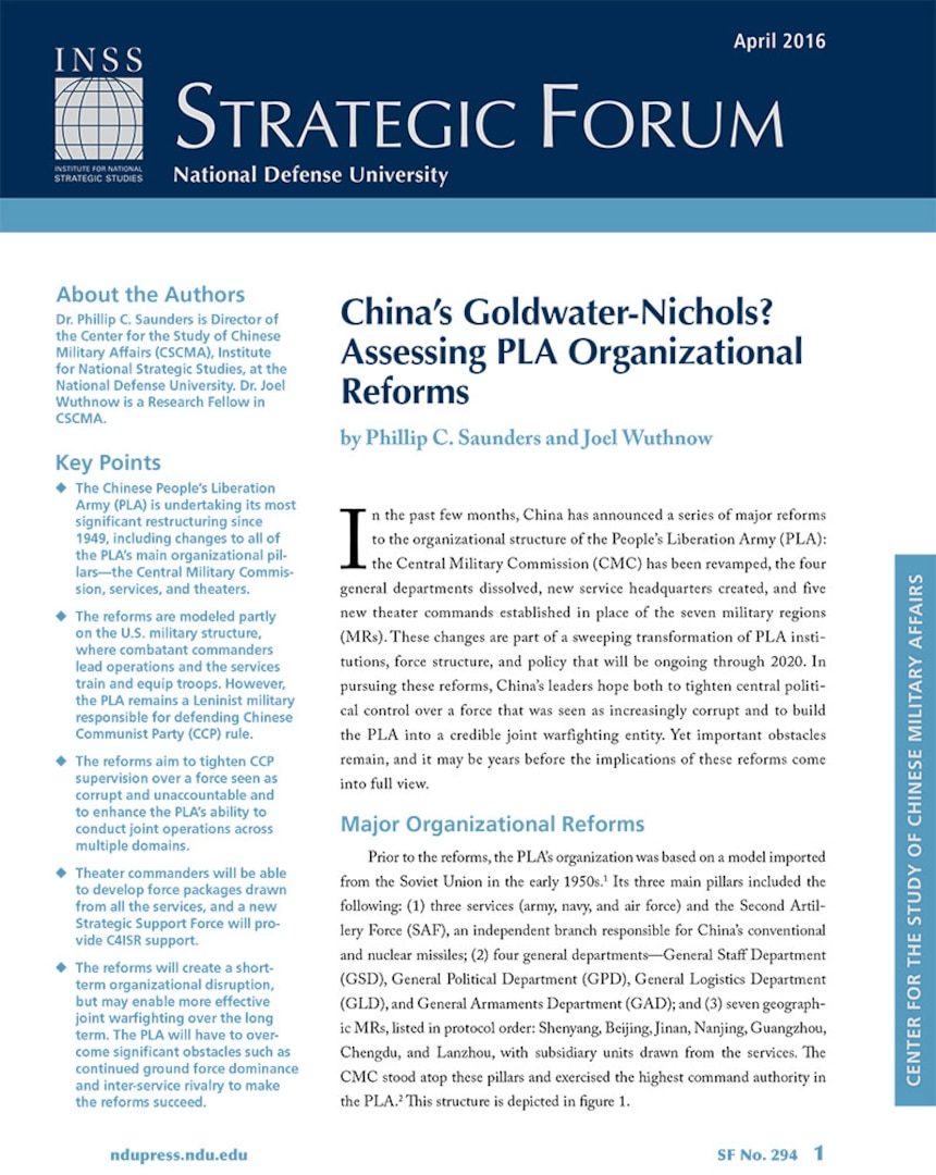 China’s Goldwater-Nichols?
Assessing PLA Organizational
Reforms
