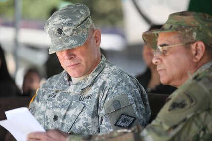 U.S. Army Ltc. Darrell Martin with Task Force Red Wolf in attendance for the celebration of Guatemala's republic day at San Marcos, April 4th, 2016. Task Force Red Wolf and Army South conducts Humanitarian Civil Assistance Training to include tactical level construction projects and Medical Readiness Training Exercises providing medical access and building schools in Guatemala with the Guatemalan Government and non-government agencies from 05MAR16 to 18JUN16 in order to improve the mission readiness of US Forces and to provide a lasting benefit to the people of Guatemala. (U.S. Army photo by Sgt. Prosper Ndow/Released)