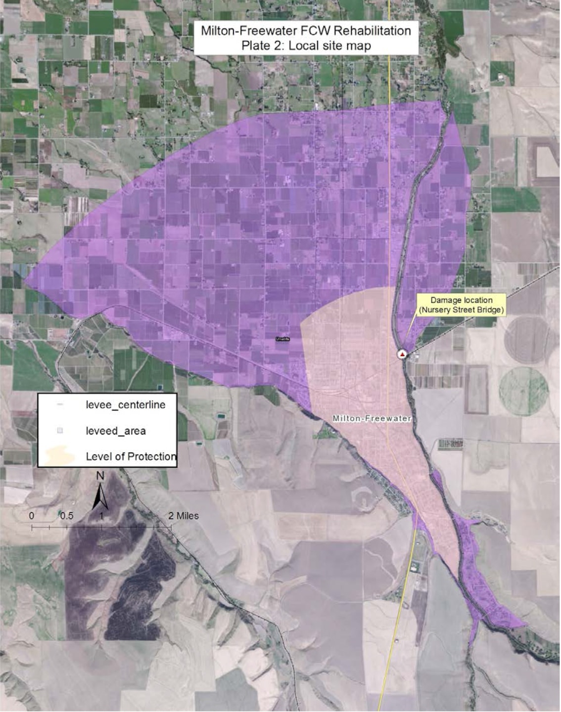 Figure 1-1. Location of the Nursery Bridge Drop Structure in Milton Freewater, Oregon.