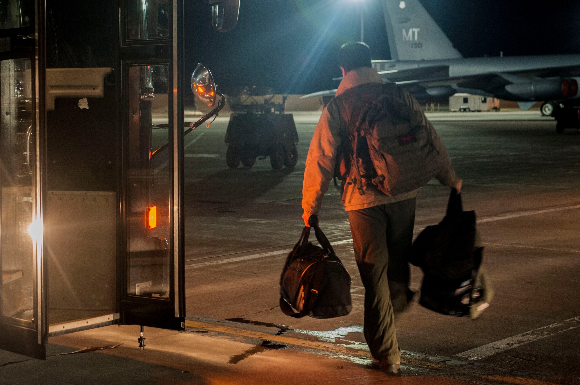 Airmen from Minot Air Force Base, North Dakota completed a sortie to the countries of Chile and Colombia April 2, 2016. The aircrew flew a B-52 Stratofortress 11,154 miles for a total of 26.4 hours to participate in the La Feria Internacional del Aire y del Espacio 2016 Air Show in Santiago, Chile for an estimated 60,000 people.  The Airmen also participated in a planned intercept exercise with a SR-560 Lear Jet and two F-21 Kfir fighter jets in Colombia with the Colombian Air Force. (U.S. Air Force photo/Airman 1st Class Jessica Weissman)