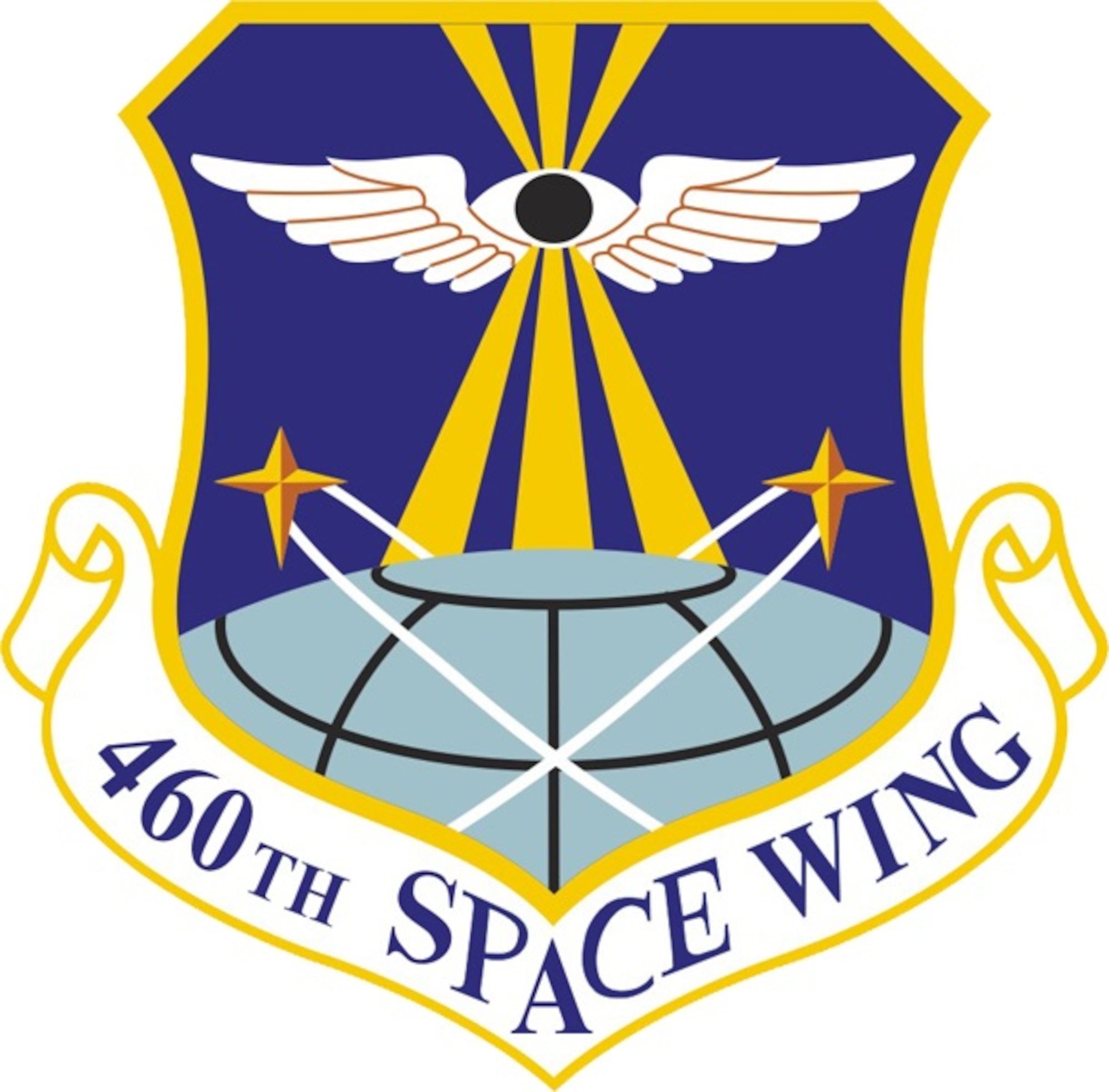 460th Space Wing emblem (Official USAF graphic)

In accordance with AFI 84-105, chapter 3, commercial reproduction of this emblem is NOT authorized without the approval of the organization's commander. 