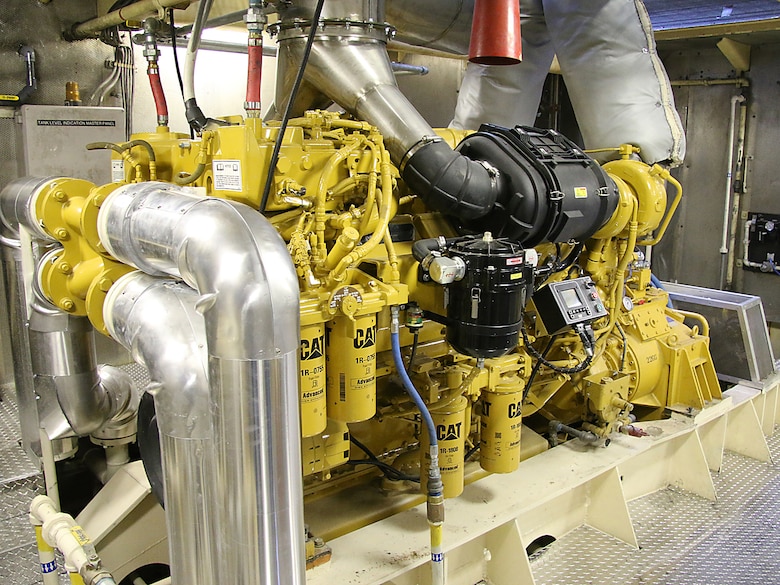 One of two newly installed 1,000 horsepower diesel engines aboard Mr. Pat, the Tulsa District, U.S. Army Corps of Engineers maintenance vessel.  Mr. Pat is the Tulsa District's tow boat that facilitates the movement of a 150 foot barge, housing a crane used for major repairs on the five lock & dam systems of the McClellan-Kerr Arkansas River Navigation System within the Tulsa District. 