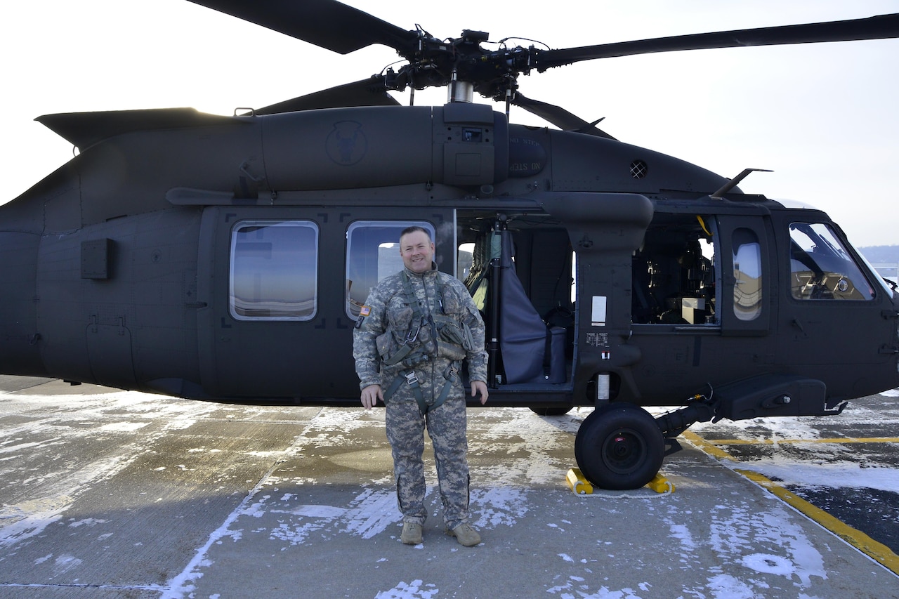 Army Sgt. 1st Class John Thompson, a UH-60 Black Hawk helicopter standardization instructor with the Minnesota National Guard's 34th Combat Aviation Brigade, found his calling as a unit victim advocate and now volunteers in his local community. Thompson is pursuing a degree in human services and plans to work in a related field once he retires from the military. Minnesota Army National Guard photo by Master Sgt. Blair Heusdens