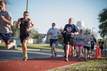 Members of the 403rd Wing starting the 403rd Wing Human Resources Development Council Spring Fever Chase 5k on March 5, 2016, at Keesler Air Force Base, Mississippi. The 403rd HRDC focuses on holding activities to bring  Airmen from the wing together.(U.S. Air Force photo/Senior Airman Shelton Sherrill)
