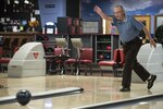 Retired Maj. Ron Crosby, Joint Base San Antonio Pro Am League member, bowls March 30 at the JBSA-Randolph Bowling Center. The JBSA Summer Pro Am League is in its fourth year of existence, with 150 bowlers from all three JBSA locations participating.