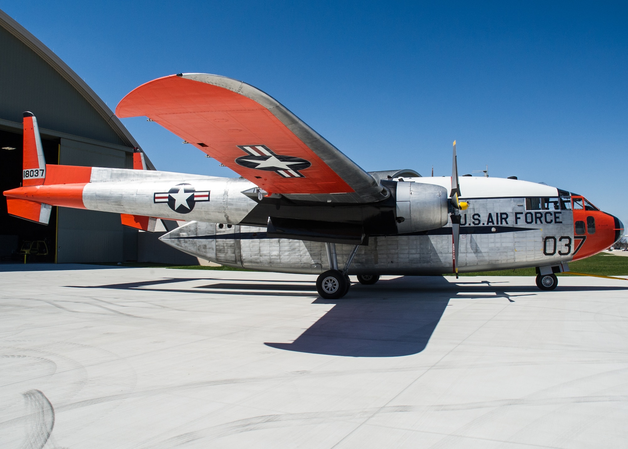 DAYTON, Ohio -- Fairchild C-119J Flying Boxcar at the National Museum of the United States Air Force. (U.S. Air Force photo by Ken LaRock)