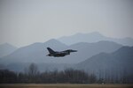 An F-16 Fighting Falcon from the 80th Fighter Squadron takes off during Buddy Wing 16-3 at Jungwon Air Base, Republic of Korea, March 30, 2016. Buddy Wing training, held multiple times a year, polishes the ability of the Republic of Korea and U.S. pilots to train and operate as a combined force. 