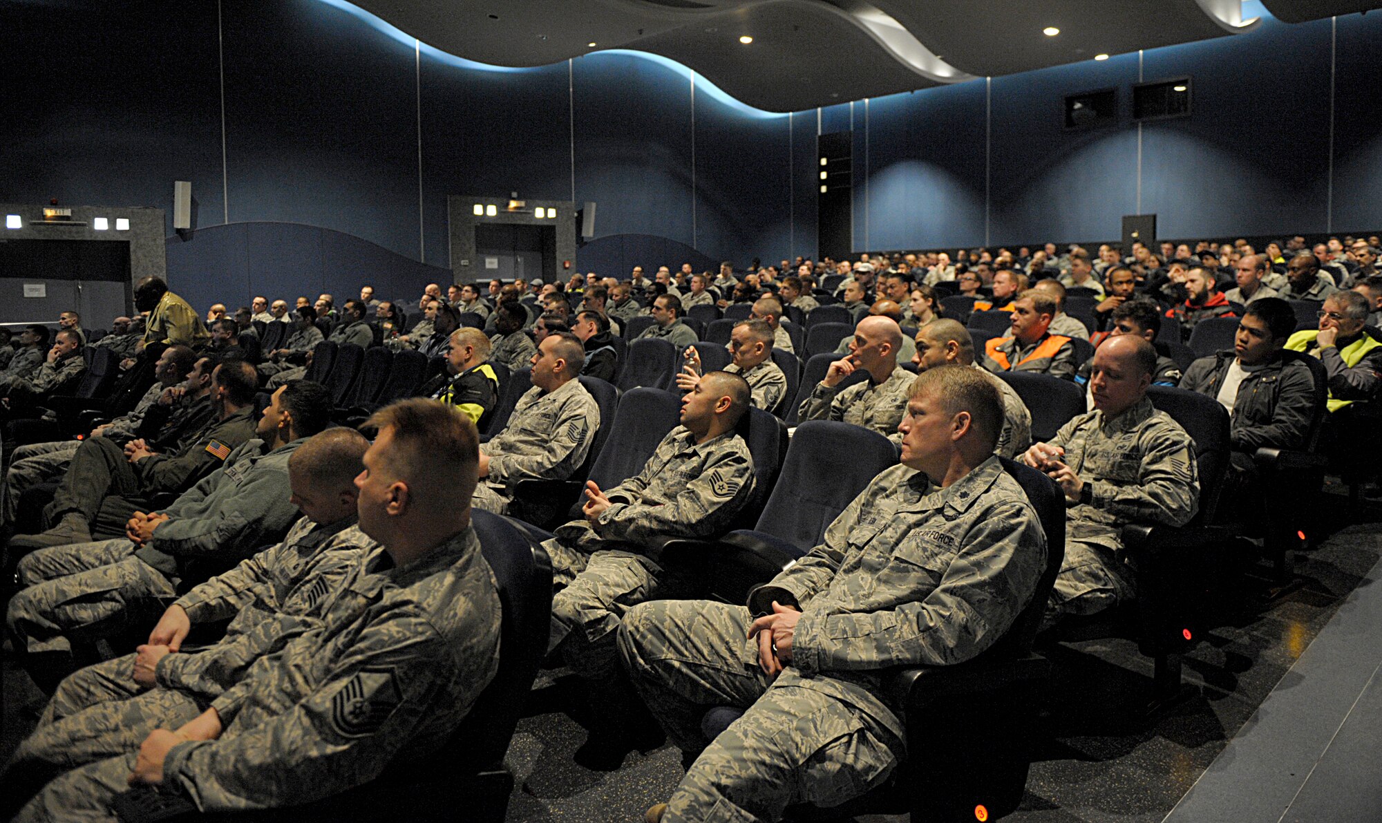 More than 200 motorcycle riders from the Kaiserslautern Military Community attend an annual pre-season motorcycle safety briefing April 1, 2016, at Ramstein Air Base, Germany. There are approximately 500 riders registered in the KMC, who may begin to ride as the weather warms up. (U.S. Air Force photo/Staff Sgt. Timothy Moore)