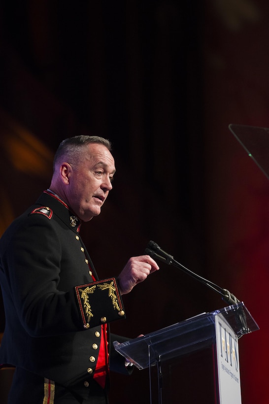 Marine Gen. Joe Dunford, chairman of the Joint Chiefs of Staff, makes remarks during the Tragedy Assistance Program for Survivors 2016 Honor Guard Gala in Washington, D.C., Apr. 6, 2016. DoD photo by Army Staff Sgt. Sean K. Harp