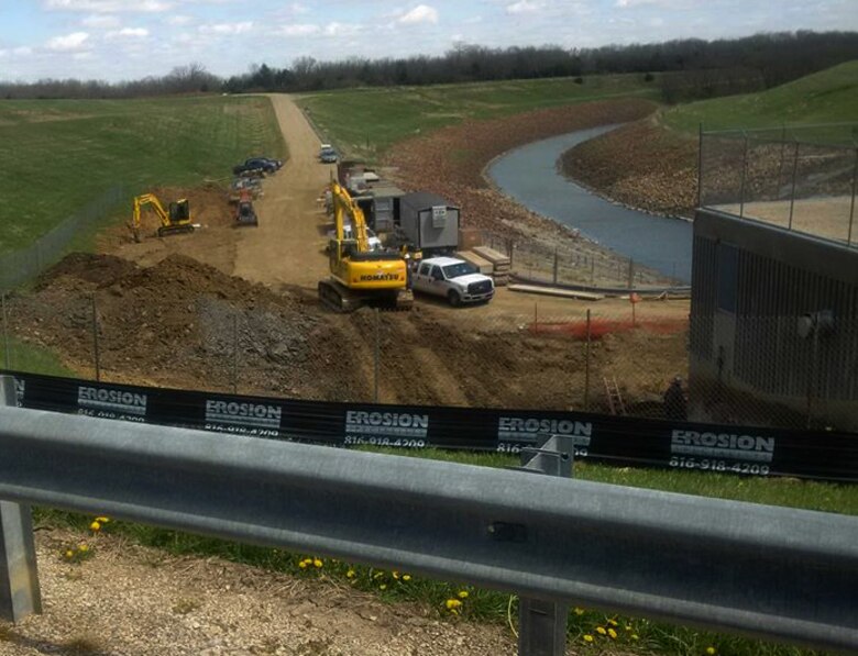 Major excavation and concrete work at the Clinton Dam north outlet area underway for improvements to the City of Lawrence Clinton Water Treatment Plant Raw Water Pump Station. The work began Feb. 15, 2016 and will continue through August 2016.