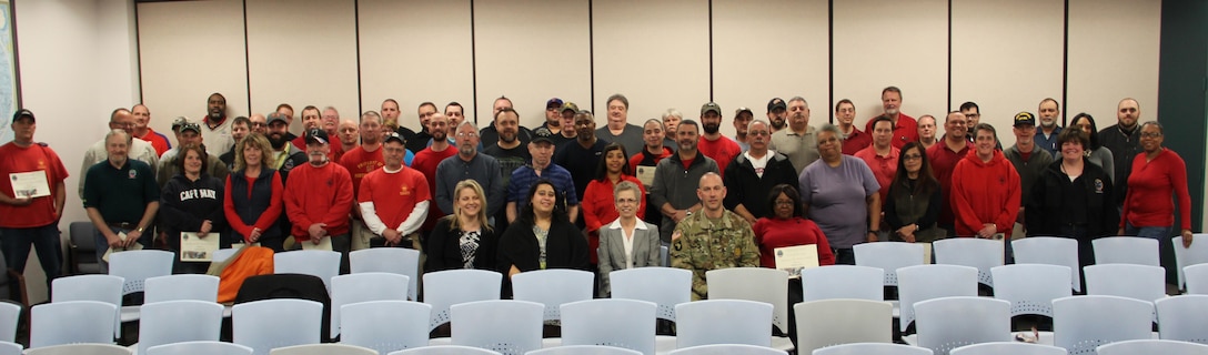 Twila Gonzales, Senior Executive Service, DLA Distribution deputy commander, front row, center, poses with the graduates of DLA Distribution Susquehanna’s High Performing Leadership – Phase 1 class. 