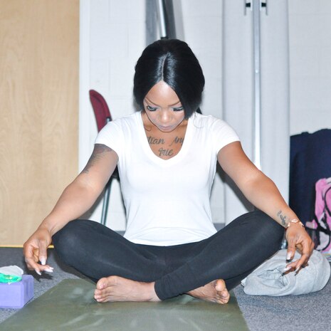 Patience Collie participated in the workshop to learn tips for relaxation and stress relief. The military spouse and mother of three attended the course to learn tips for relaxation and stress relief.
