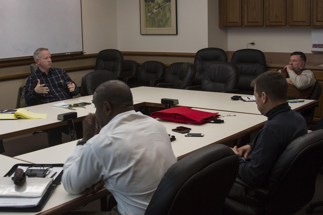 Marine Corps Recruiting Command and representatives of local and federal law enforcement agencies attend the annual Antiterrorism Force Protection Working Group aboard Marine Corps Base Quantico, April 5-6. The mission of the working group is to discuss and increase awareness on emerging events, topics, and policies that affect all levels of MCRC. 