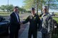 Congressman John Garamendi greets Col. Christopher Stricklin, 9th Reconnaissance Wing vice commander (center), and Chief Master Sgt. Randy Kwiatikowski, 9th RW command chief (right) on Beale Air Force Base, California, Apr. 06, 2016. Garamendi met with Beale leadership to discuss electrical infrastructure and wastewater projects. (U.S. Air Force photo by Senior Airman Michael J. Hunsaker)