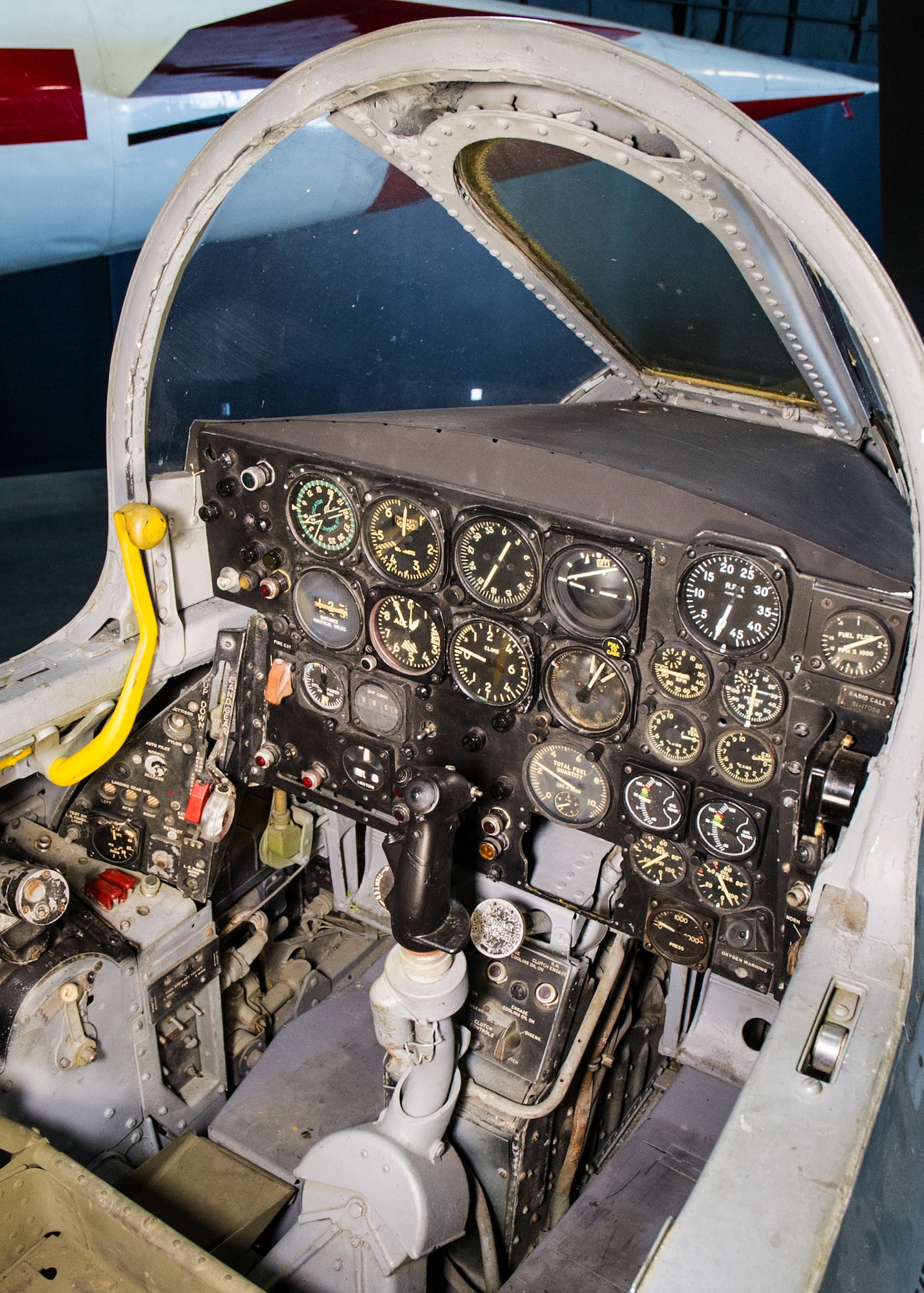 DAYTON, Ohio -- Republic XF-84H cockpit view in the Research & Development Gallery at the National Museum of the United States Air Force. (U.S. Air Force photo by Ken LaRock)
