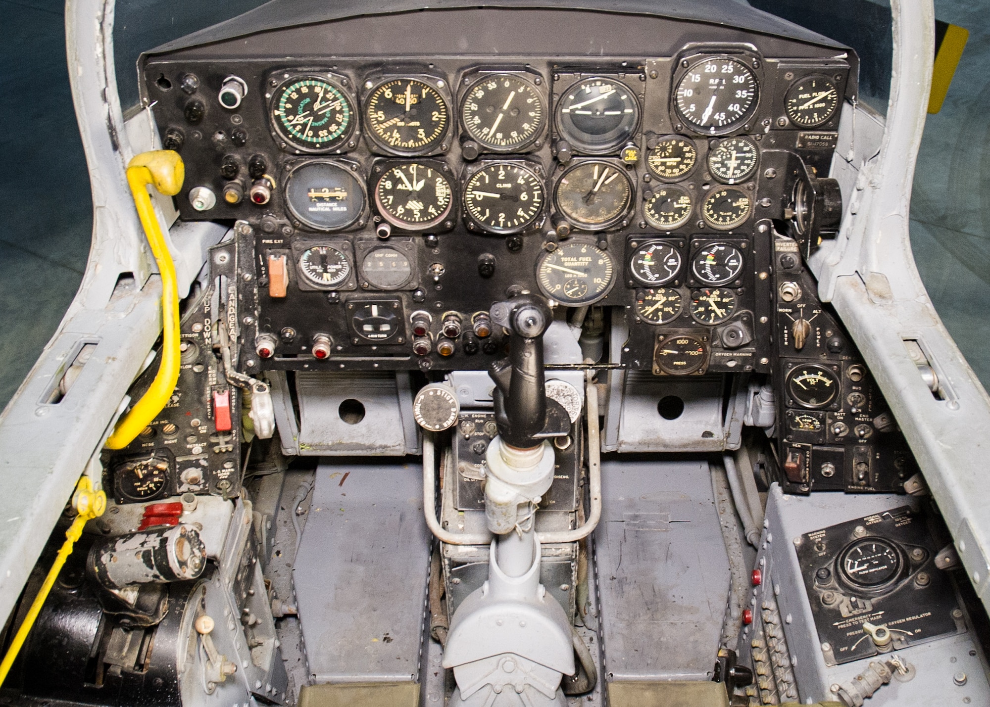 DAYTON, Ohio -- Republic XF-84H cockpit view in the Research & Development Gallery at the National Museum of the United States Air Force. (U.S. Air Force photo by Ken LaRock)
