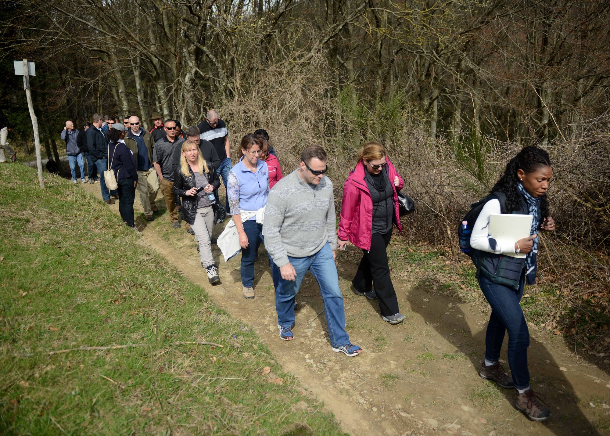 Team Aviano’s leaders participate in an off-site conference to help further develop and improve as a wing and individually as Air Force leaders, March 29 to 31, 2016, at Camp Darby, Italy. During the heritage immersion, attendees visited the Florence-American Cemetery and Memorial and hiked to the Gothic Line, a World War II German defense line which stretched east-west 170 miles in the North Apennine Mountains. (U.S. Air Force photo by Staff Sgt. Evelyn Chavez/Released)