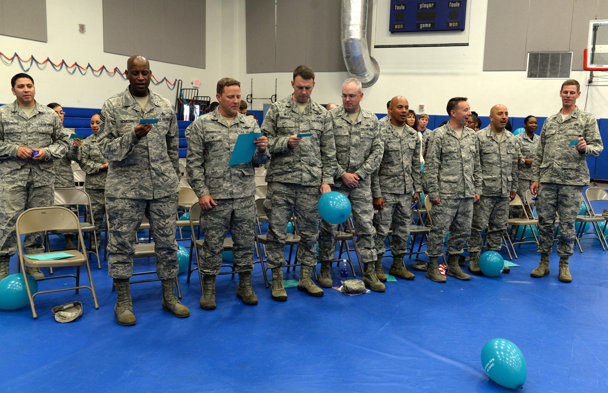 Airmen from the 36th Wing take the sexual assault prevention pledge April 1, 2016, at Andersen Air Force Base, Guam. The sexual assault pledge solidifies the Air Force’s zero tolerance policy on sexual assault, outlining how Airmen will be there for their wingmen in times of crises and to speak up when they see something. (U.S. Air Force photo by Airman 1st Class Alexa Ann Henderson/Released)