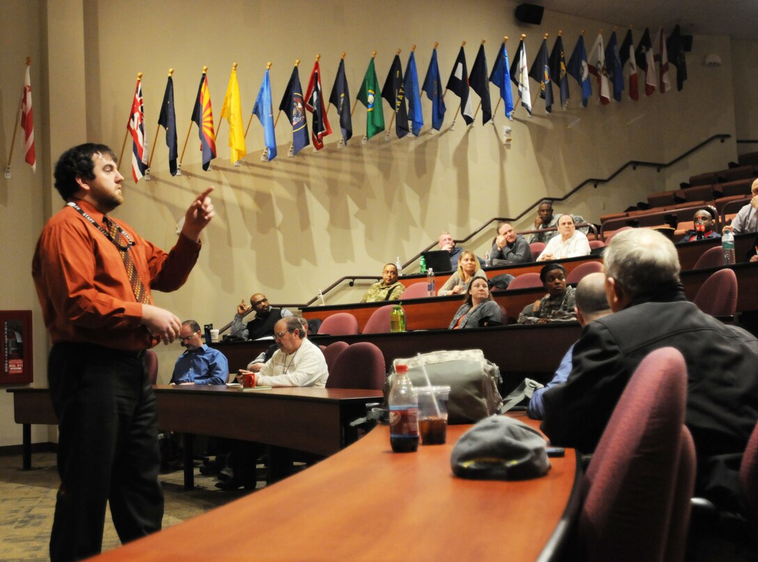 Bud Berendes, the acting lead of the 88th RSC Department of Public Works’ Plans Division, speaks to Soldiers and civilians during an 88th RSC Facility Coordinators Workshop at its headquarters on Fort McCoy, Wis., April 6.
Workshops like these are conducted throughout the year to help improve the performance and knowledge of coordinators throughout the command’s 19 state area-of-responsibility.