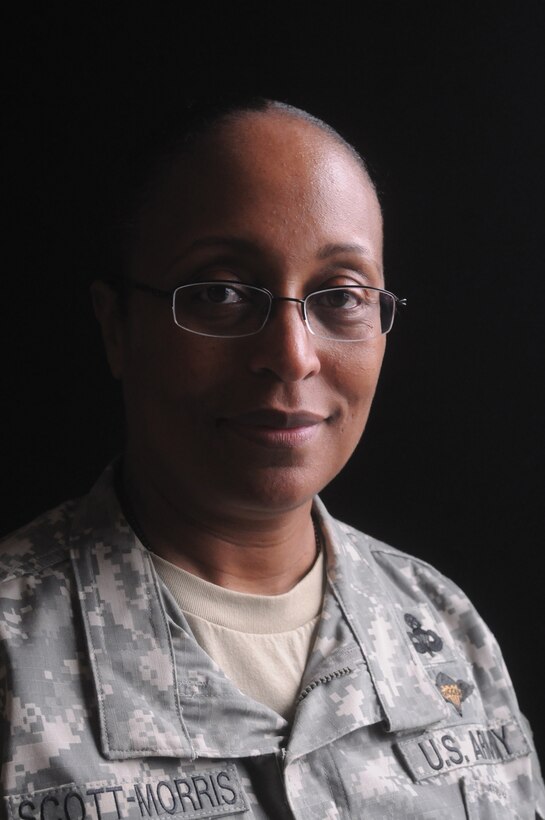 Army Sgt. Maj. Tonika Scott-Morris, sergeant major of the Quartermaster School's Aerial Delivery and Field Services Department, will soon end a 28-year career as a parachute rigger. She is only the second women to hold ADFSD's top enlisted position. Army photo by Terrance Bell